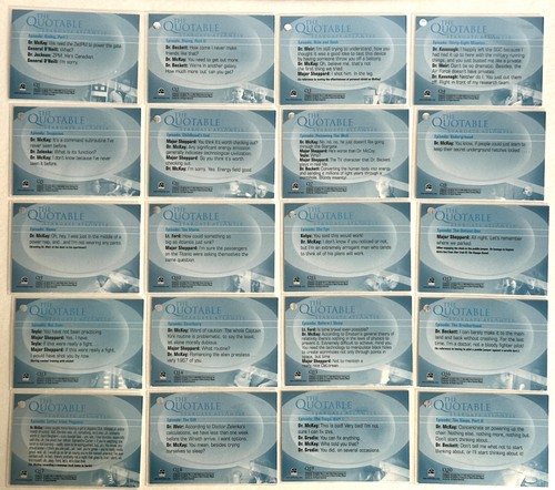 2005 Stargate Atlantis Season 1: The Quotable Stargate Complete Card Set Q1-Q20 - Picture 3 of 3