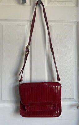 Ladies Deep Red TED BAKER Faux Patent Cross Body/Shoulder Bag