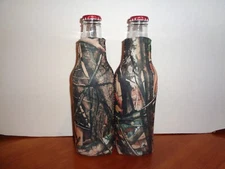 LOT OF 2 CAMO BOTTLE LONG NECK KADDY KOOZIE COOLER HOLDER HUGGER WITH ZIPPER