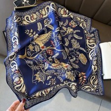 100 Mulberry Silk 27'' Scarf Women Vintage Birds Flower Kerchief Square Bandana