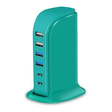 6-Port USB Wall Charger Charging Station for iPhone, iPad, Tablets, Smartphones