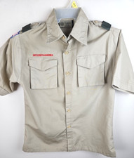 Boy Scouts of America BSA Youth Shirt Large Tan Short Sleeve No patches EUC