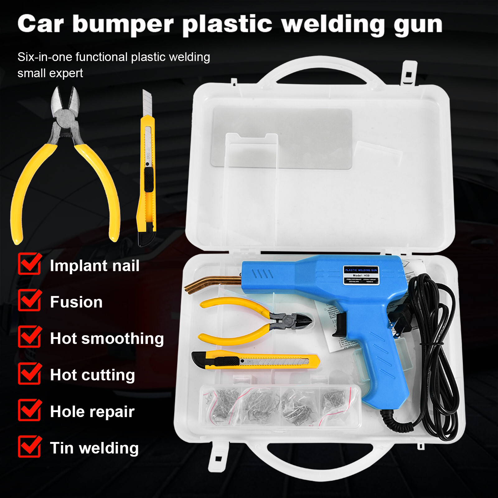 Plastic Welder Hot Stapler Machine Gun Garage Tool Repairing Kit PVC Car Bumper-image