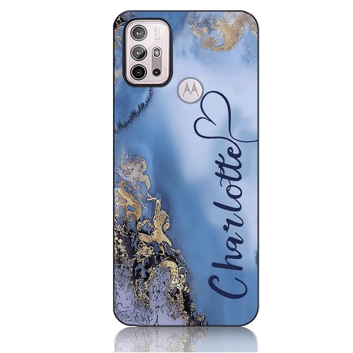 Case Personalised For Motorola E14 G54 G14 G85 G24 Marble Textured Phone Cover - Picture 10 of 96