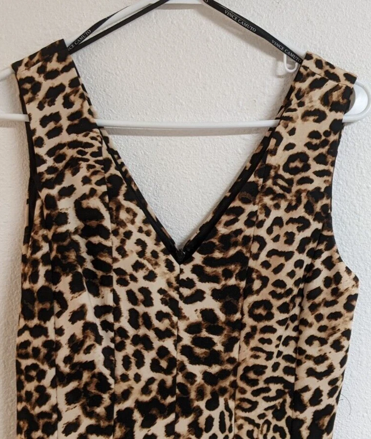 VINCE CAMUTO животных печати v-образным вырезом без рукавов Fit & Flare случай/вечеринка платье 8 - Изображение 4 из 4