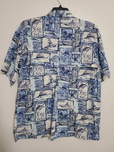 REEL LEGENDS Men’s Performance Vented Tropical Fishing Print Shirt Blue XL - Picture 4 of 6
