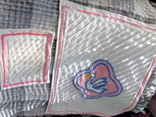 Baby Vintage Chenille Pink  White Small Blanket, 27"x37"  Pillowcase 12" x 16"