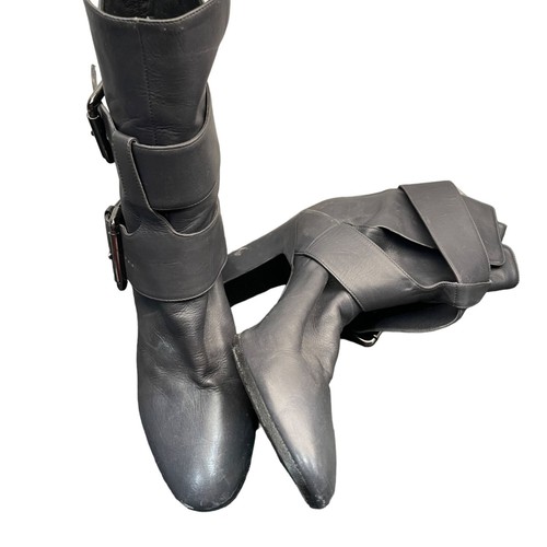 Pierre Hardy Leather Moto Bootie Double Strap Grey EUR 39/US 8-8.5 - Picture 2 of 9