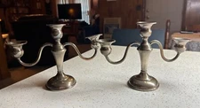  Pair Vintage Preisner Silver Weighted 734  Candelabras with 3 arms