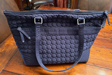 Vera Bradley Diaper Bag Solid Navy Blue Quilted, Floral Lined Shoulder Straps