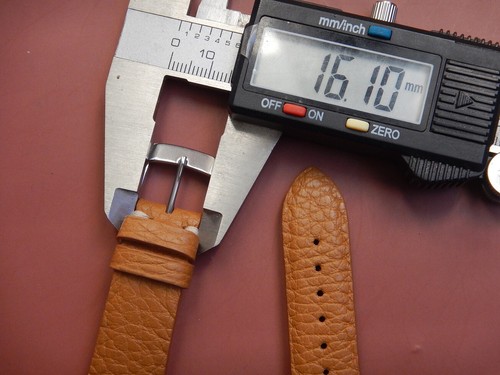 20 MM SOLIDE BRACELET CUIR DE VEAU GRAINÉ ORANGE OU BEIGE 16 MM COTÉ BOUCLE - Photo 31/37