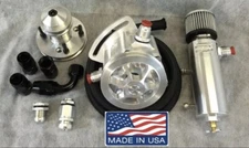 SMALL Block Ford PRO VACUUM PUMP 3 VANE REBUILT AEROSPACE . BLACK HOSE KIT