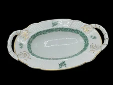 Antique Serving Bowl Rosenthal Bavaria Handles Basket Weave Flowers Germany Dish