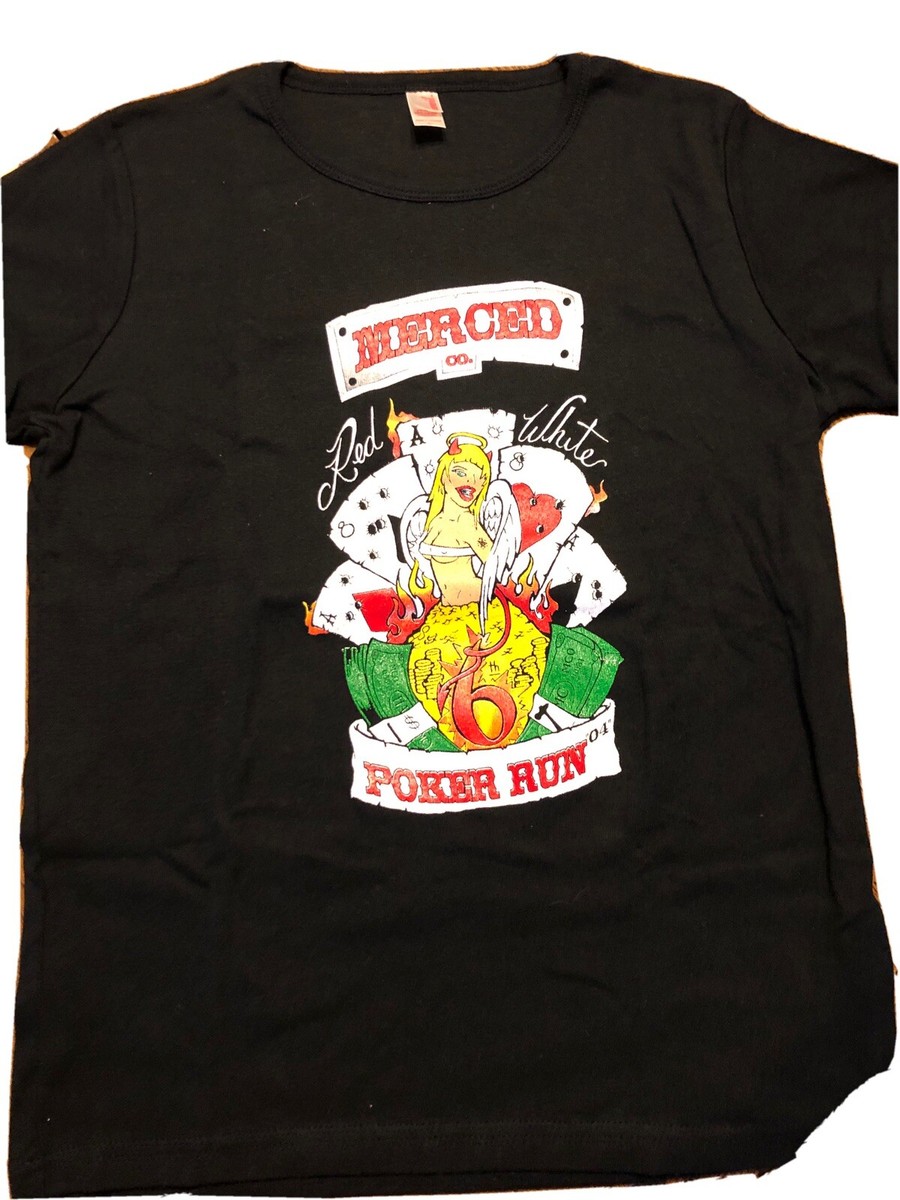Womens Hells Angels Merced County 6th Poker Run T Shirt