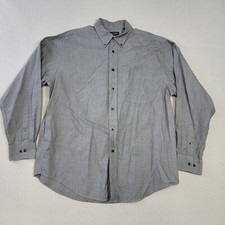 Roundtree Yorke Mens SZ Large 80s Two-Ply Cotton Check Gray Black Casual Comfort