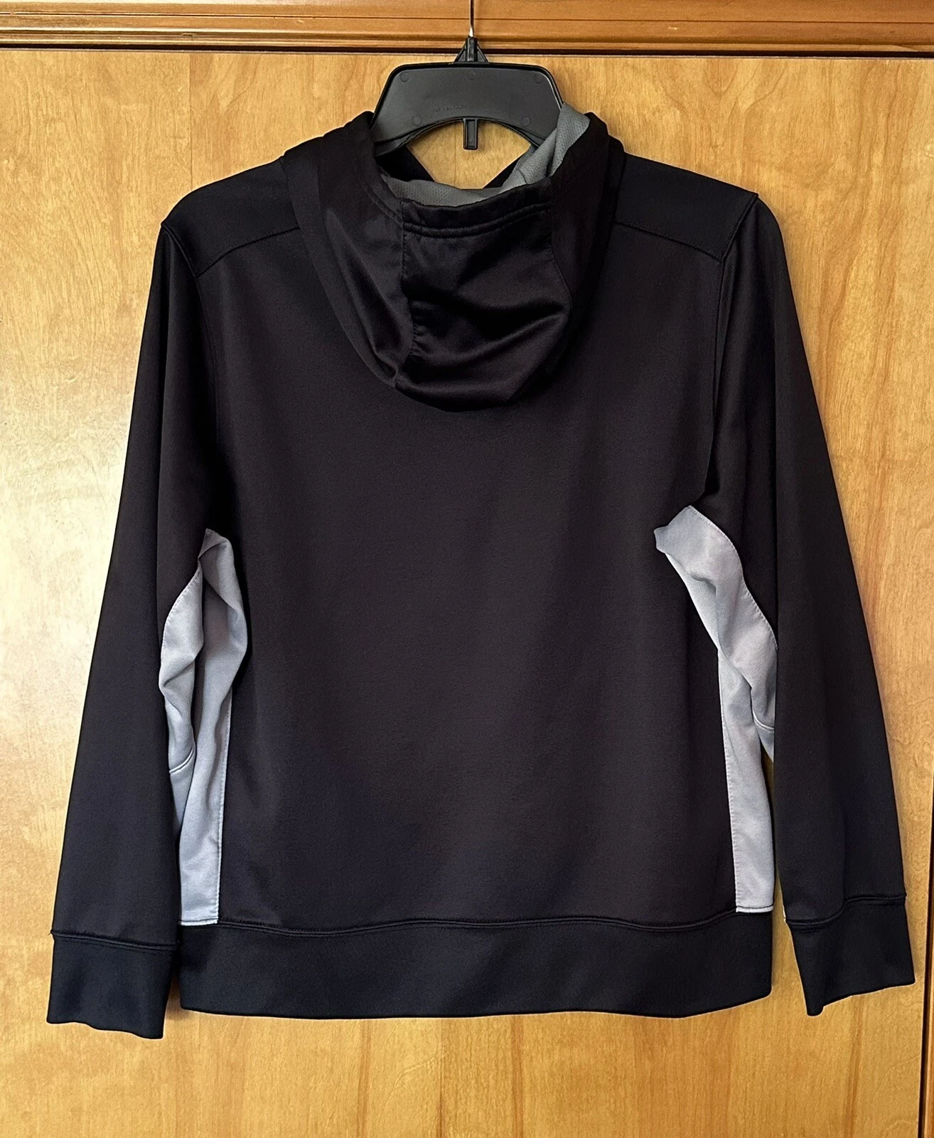 VETEMENTS Felpa con cappuccio Nike Therma Fit Youth XL pullover logo swoosh nero e grigio