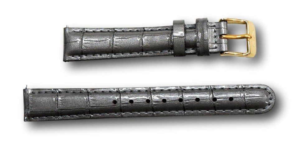 Invicta 16mm Watch Band Women's Leather Gold Buckle Leather Watch