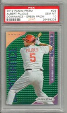 2012 Panini Prizm Albert Pujols Dominance - Green Prizm PSA 10