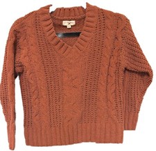 Poof Knit Sweater girls Medium Rust Color NWOT Measure: L 19  Sleeve 16  Chest 17