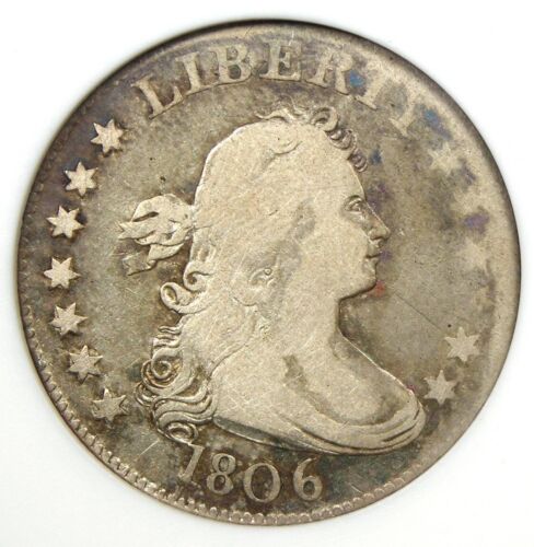 1806 Draped Bust Quarter 25C Coin - Certified ANACS G6 (Good) - Rare Date! - Afbeelding 1 van 4