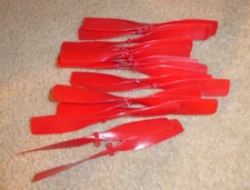 Lot of 18 Red Nylon Plastic Aircraft or Helicopter Propellers 5 1/2" Long