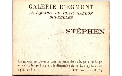 Galerie D'Egmont Brussels Gallery Card Stephen Ettinger Sketch 1960s