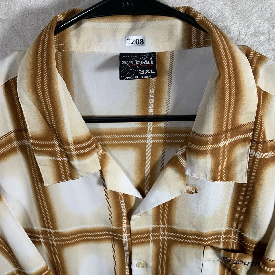 Camisa Polo Sur Vintage Adulto 3XL Marrón Bronceado Rayas Auténtica Colección Para Hombre Foto 4 de 4