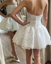 2025 Short Lace Wedding Dress3w Strapless Bride Party Night Gowns Vestidos Sexy