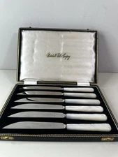 Vntg. Sheffield Silverplate & Stainless 8.5" Knife Set of 6 Marshall Field & Co.