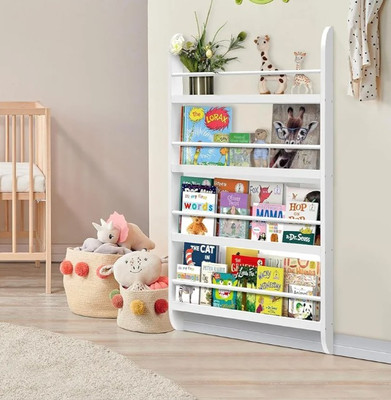 Kinder Bücherregal Wandregal Bücherregal Vitrine Aufbewahrungsregal mit 4 Ebenen Regalen