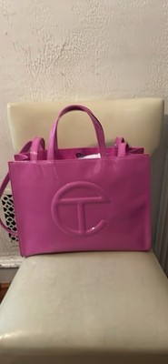 Telfar Pink Shopping Bag with Logo Embossing