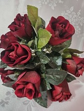 Home Interiors Silk Dark Red BurgundyRose Nosegay Bouquet/40008/New Old Stock