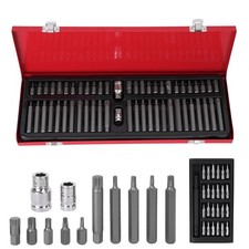 54pc Tamperproof Star Torx Hex Allen And Spline Bit Socket Set 3/8"- 1/2" Drive