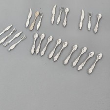 22 Miniature Silver Flatware Set For Dollhouses Or Crafts Spoons Forks  Knives