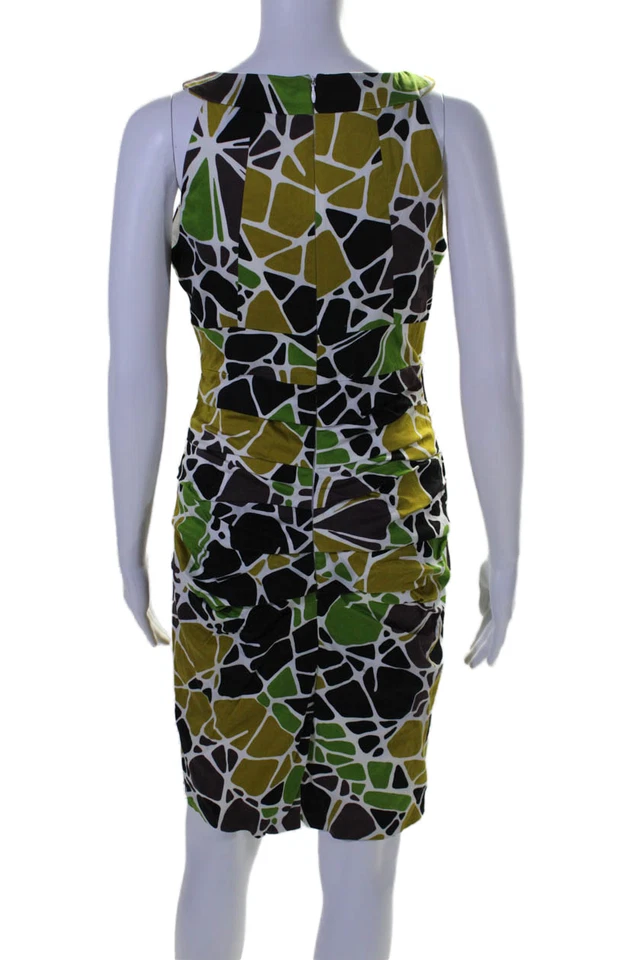 Vestido midi verde sin mangas con cremallera acanalada geométrica de algodón Jax para mujer talla 8 Foto 3 de 4