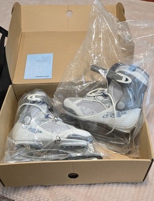 Bladerunner Zephyr Women s Ice Skates Size 8 White Blue Rollerblade w/ Box Used