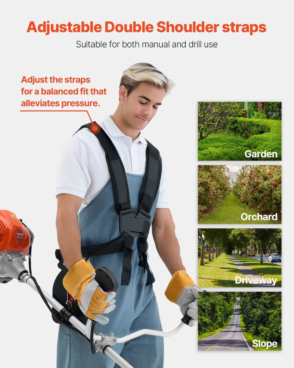 42.7CC 2-Stroke Gas String Trimmer 16.9" with 3T Blade Adjustable