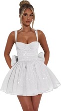 Sparkly Short Homecoming Dresses Teens Bows Graduation Prom Cocktail Party Gown