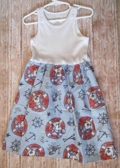 Handmade Minnie Mickey Mouse Nautical Girls Tank Dress - Size 3T - Ready To Ship