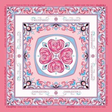   American Mahjong Mat with Rules - Pink Floral Mah Jong Table Cloth - 33" Ne...