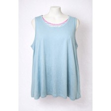 MUK LUKS Cloud Knit Tank Top 3X Light Blue Sleeveless Soft Stretch