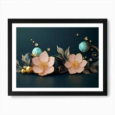 3d Illustration Background With Gol Framed Wall Art Poster Canvas Print Picture