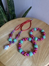 Lamplight Bead Christmas Snowman Necklace And Bracelet Set