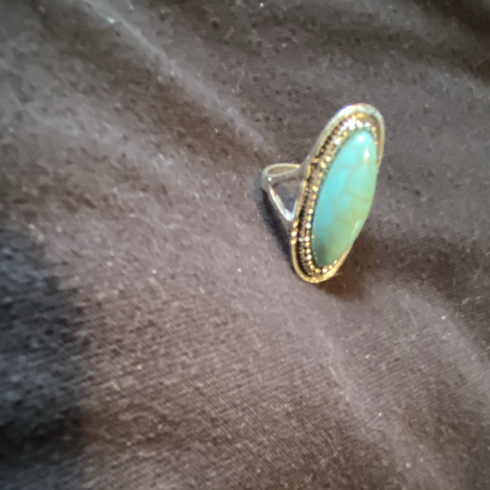 Turquoise Oval Gemstone Silver Ring Native Americ… - image 4