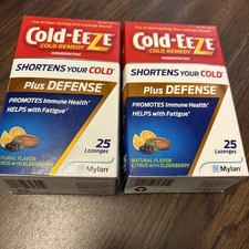 2x Cold-Eeze Plus Defense Cold Remedy Citrus with Elderberry Lozenges 25 Each