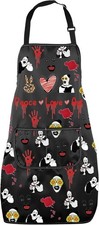 MNIGIU Horror Movie Lover Gift Horror Clown Kitchen Apron Horror Peace Love Art