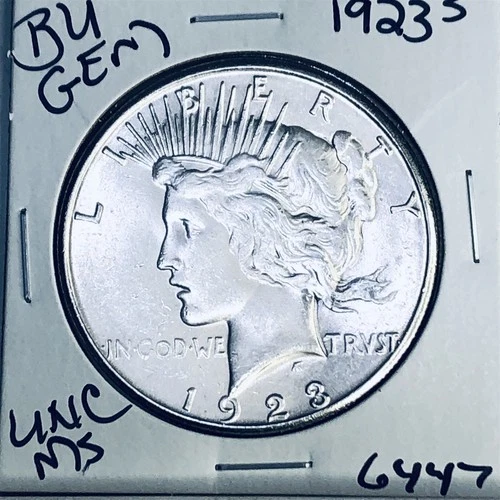1923 S BU GEM PEACE SILVER DOLLAR UNC MS+++ GENUINE U.S. MINT RARE COIN 6447