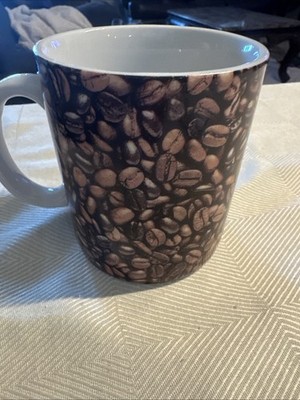 STARBUCKS 2007 HEAVY CERAMIC MUG COFFEE BEAN DESIGN 16 OZ CUP