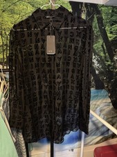 Armani Exchange A X Black Logo Pattern Button-Up Shirt Men s S Long Sleeve