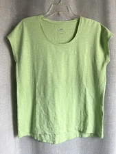 NEW J. JILL XS Scoop-neck Slub Tee Knit Top 100% Cotton Green